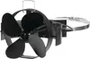 A black stove fan with a metal strap and a silver clamp, shown against a white background. Voir les images du produit