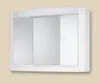 A white medicine cabinet with three mirrored doors is mounted on a light beige wall. Produktbild-Vorschau
