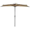 A half-opened rectangular patio umbrella with a beige canopy and a gray pole, isolated on a white background. Anteprima dell’immagine prodotto