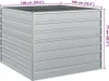 A silver galvanized steel raised garden bed with dimensions indicated. Produktbild-Vorschau