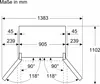 A technical drawing with dimensions for a refrigerator. Produktbild-Vorschau