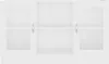 A white cabinet with two glass doors on the left and right, and an open shelf in the middle. Produktbild-Vorschau