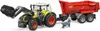 A toy tractor with a front loader and a trailer, with a small figure next to it. Náhled obrázku produktu