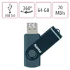 Hama USB-Stick Rotate, USB 3.0, 64GB, Petrolblau Produktbild-Vorschau 2