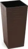A tall, square, dark brown planter with a textured, ribbed surface. Anteprima dell’immagine prodotto