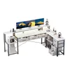 ZELURXX Table d'ordinateur en L avec tiroirs et support Voir les images du produit 1