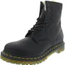 A black Dr. Martens boot with white fur lining. Podgląd zdjęcia produktu