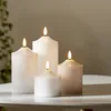 LED Stumpenkerze Flamme - Echtwachs - warmweiße 3D Flamme - H: 12cm - Batterie - Timer - weiß Podgląd zdjęcia produktu