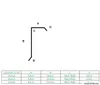 A diagram showing a profile of an Ortgangblech with a table of dimensions. Produktbild-Vorschau
