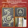 A collage of close-up images showcasing the intricate embroidery and branding of a gaming chair, with descriptive text highlighting the craftsmanship. Anteprima dell’immagine prodotto
