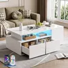 OYAJIA Couchtisch Wohnzimmertisch Hochglanz Design mit LED Produktbild-Vorschau 1