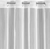 A close-up view of a white sheer curtain with grommets at the top. Voir les images du produit