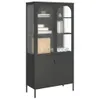 Highboard Schwarz 90x40x180 cm Glas und Stahl Produktbild-Vorschau 4