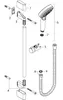 An exploded diagram showing the components of a shower set. Produktbild-Vorschau