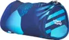 A cylindrical pencil case with a blue and light blue geometric pattern. Produktbild-Vorschau