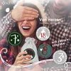 A couple is celebrating Christmas, with one person covering the other's eyes. There are decorative elements and numbers on the image. Produktbild-Vorschau
