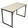 A simple, modern desk with a beige top and black metal legs, presented against a white background. Produktbild-Vorschau