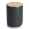 A dark gray ceramic storage jar with a light brown bamboo lid, shown against a white background. Produktbild-Vorschau