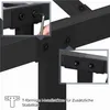 Close-up view of metal bed frame connections and a diagram. Produktbild-Vorschau