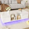 MODFU Couchtisch Weiß Wohnzimmertisch mit LED-Hochglanz  Produktbild-Vorschau 5