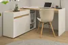 A modern home office setup with a corner desk and a cabinet. Produktbild-Vorschau