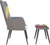 vidaXL Relaxační křeslo se stoličkou Patchwork Fabric Náhled obrázku produktu 4