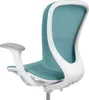 A close-up view of the back and seat of a teal and white ergonomic office chair. Náhled obrázku produktu