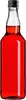 A clear studio shot of a single glass bottle filled with a red liquid and a black screw-on cap. Produktbild-Vorschau