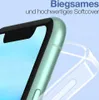 Close-up of a green smartphone with a transparent protective case, with German text overlay. Produktbild-Vorschau