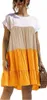 ASKSA Damen Kurzarm Kleid Colorblock Rüschen Rundhals Produktbild-Vorschau 1