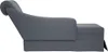 A side view of a dark gray velvet chaise lounge with a rolled headrest and a right armrest, presented on a white background. Podgląd zdjęcia produktu
