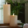 LED Kerze LINA - Rustik-Optik - Echtwachs - 3D Flamme - H: 19cm - D: 7cm - Batterie - Timer - rosa Produktbild-Vorschau