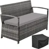 tectake® Rattan-Gartenbank 2-Sitzer, wetterfest, 250 kg Produktbild-Vorschau 1
