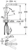 Technical drawing of a faucet with dimensions and angles. Produktbild-Vorschau