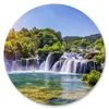 Sticker Kreis WASSERFFALL Bäume Grün Himmel Natur Produktbild-Vorschau 5