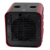 A red and black portable electric heater is shown from the front. Produktbild-Vorschau