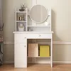 Ensemble de toilette blanc : table de toilette avec miroir Voir les images du produit 2
