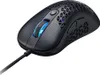 A black gaming mouse with a honeycomb design on a white background. Podgląd zdjęcia produktu