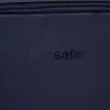 A close-up view of a dark blue fabric with the embossed brand name 'pacsafe'. Produktbild-Vorschau