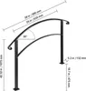 A diagram showing the dimensions of a black metal handrail for outdoor stairs. Podgląd zdjęcia produktu