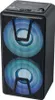 A black portable stereo system with illuminated speakers. Voir les images du produit