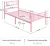 A diagram of a pink metal bed frame with dimensions and specifications. Produktbild-Vorschau
