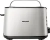 A silver and black Philips toaster is shown from the front. Produktbild-Vorschau