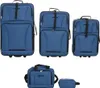 vidaXL 5-tlg. Reisekoffer-Set Blau Stoff Produktbild-Vorschau 1