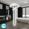 A bathroom with a bathtub and vanity, with a close-up of a screw and cap in the foreground. Produktbild-Vorschau