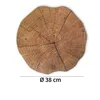 A round placemat with a wood log cross-section design, with its diameter indicated below. Produktbild-Vorschau