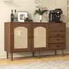 Merax komoda rattanowa z 3 drzwiczkami i 2 szufladami, Podgląd zdjęcia produktu 1