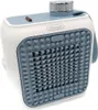 A close-up studio shot of a white and gray De'Longhi mini fan heater. Voir les images du produit