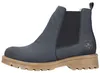 A side view of a blue Chelsea boot with a tan sole. Produktbild-Vorschau