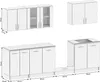 A diagram of a modular kitchen unit with dimensions. Náhľad obrázku produktu